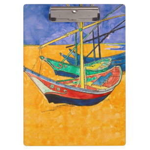 Van Gogh Boats Impressionism Beach Clipboard