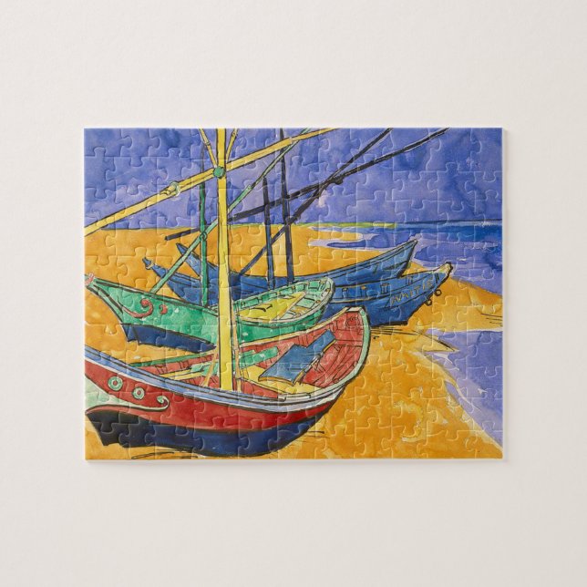 Van Gogh Boats Impressionism Beach Jigsaw Puzzle (Horizontal)