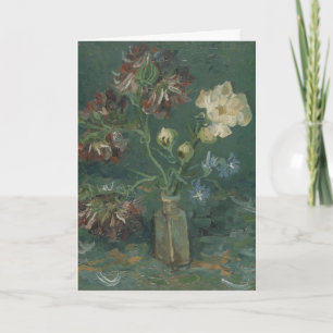 Van Gogh Bottle with Peonies & Blue Delphiniums Card