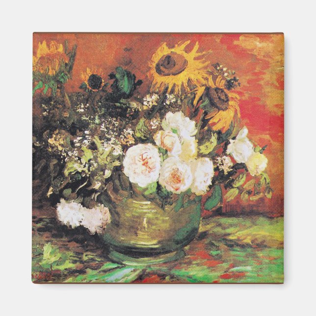 Van Gogh - Bowl with Sunflowers, Roses... Magnet (Front)