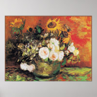 Van Gogh - Bowl with Sunflowers, Roses...