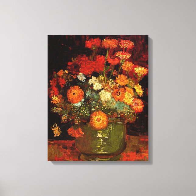 Van Gogh - Bowl with Zinnias Canvas Print (Front)