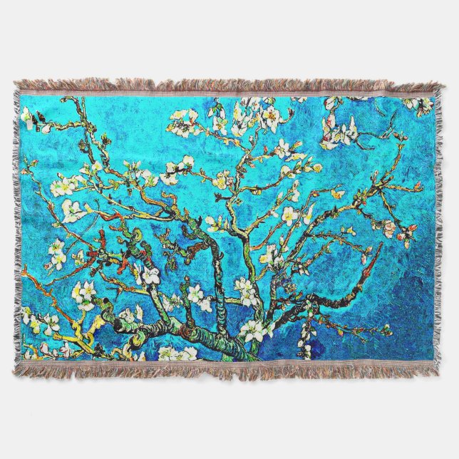 Van Gogh - Branches with Almond Blossoms Throw Blanket (Front)