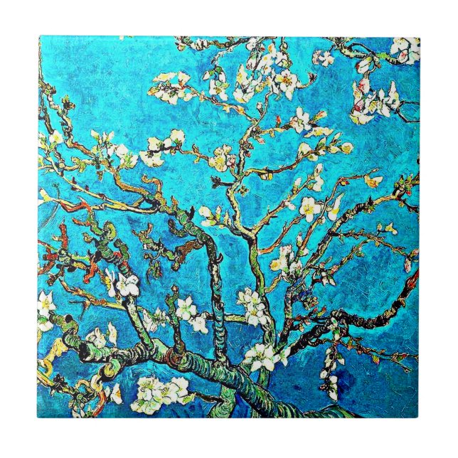 Van Gogh - Branches with Almond Blossoms Tile (Front)