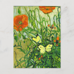 Van Gogh - Butterflies and Poppies, famous artwork Postcard