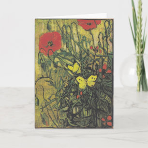 Van Gogh Butterfly Poppies Flowers Peace Destiny Thank You Card