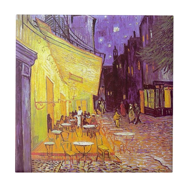 Van Gogh Cafe Impressionist Painting Tile (Front)