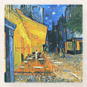 Van Gogh - Cafe Terrace, famous painting Glass Coaster