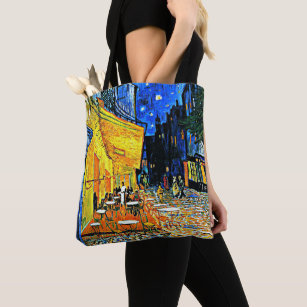 Van Gogh - Cafe Terrace, famous painting Tote Bag