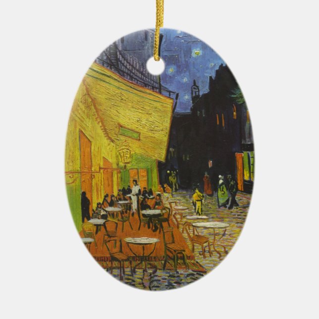 Van Gogh Cafe Terrace Post-Impressionist Ceramic Tree Decoration (Front)