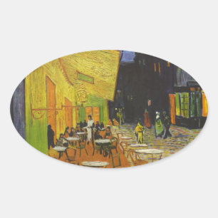 Van Gogh Cafe Terrace Post-Impressionist Oval Sticker