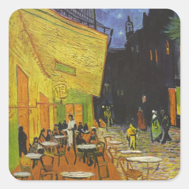 Van Gogh Cafe Terrace Post-Impressionist Square Sticker (Front)