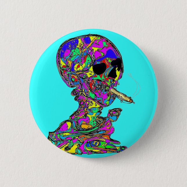 Van Gogh Calavera Smoking Cigarette 6 Cm Round Badge (Front)