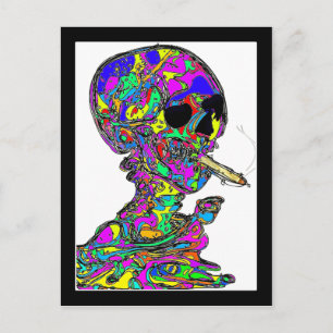 Van Gogh Calavera Smoking Cigarette Postcard