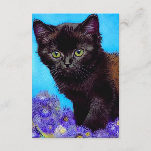 Van Gogh Cat and Flowers Enclosure Card (Front)