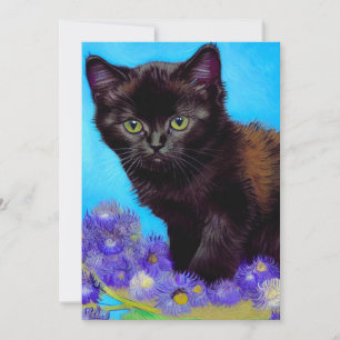 Van Gogh Cat and Flowers Invitation