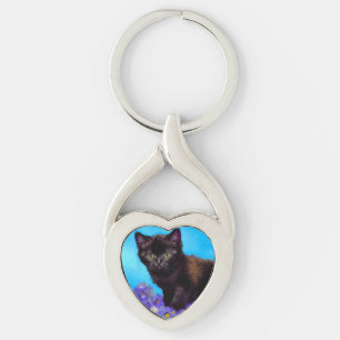 Van Gogh Cat and Flowers Key Ring