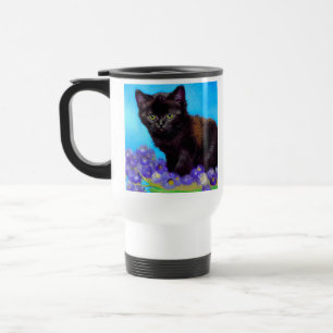 Van Gogh Cat and Flowers Travel Mug