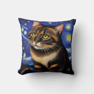 Van Gogh Cat Night And Day Cushion