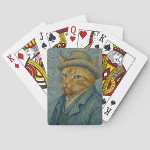 Van Gogh Cat Self Portrait Vintage Art Parody Playing Cards