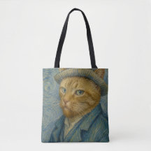 Van Gogh Cat Self Portrait Vintage Art Parody