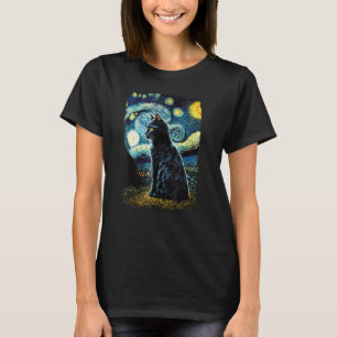 Van Gogh Cat Tshirt, Starry Night Cat, Women's Ca T-Shirt