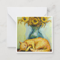 Van Gogh Cat with Sunflowers