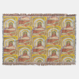Van Gogh Corridor Asylum Yellow Impressionist Art Throw Blanket