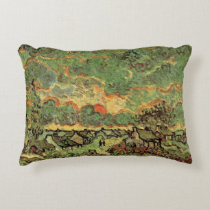 Van Gogh Cottages Cypresses Reminiscence of North Decorative Cushion
