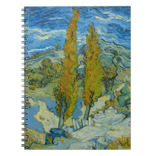 Van Gogh Cypresses - Swirling Blue Sky Art Notebook