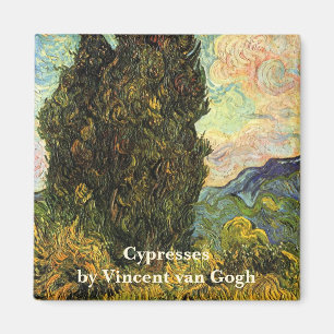Van Gogh Cypresses, Vintage Landscape Fine Art Magnet