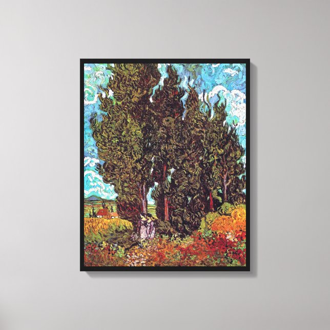 Van Gogh - Cypresses with Two Female Figures Canvas Print (Front)