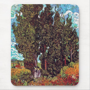 Van Gogh - Cypresses with Two Female Figures Mouse Pad