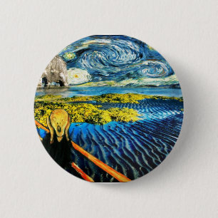 Van Gogh Edvard Meets Vincent Starry Night 6 Cm Round Badge