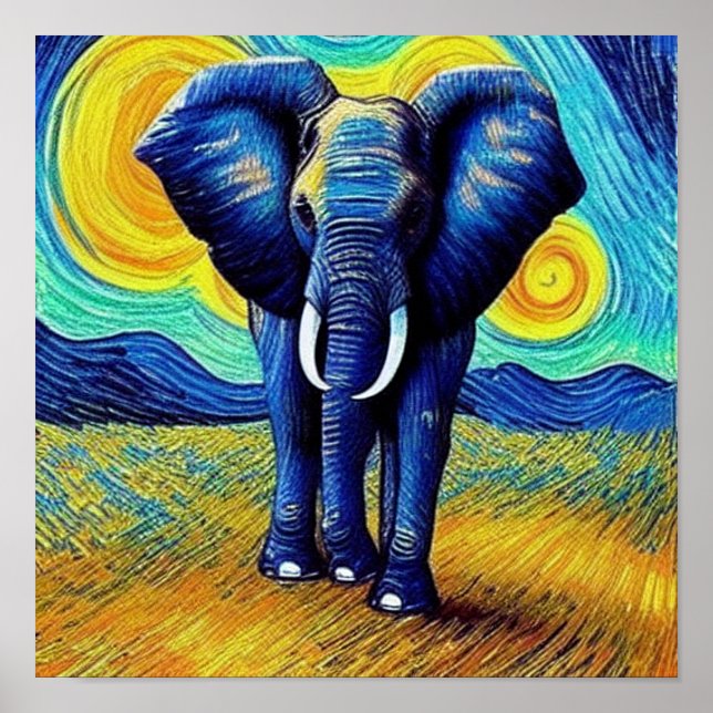 Van Gogh Elephant   Poster (Front)