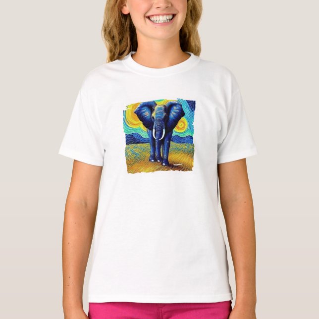 Van Gogh Elephant  T-Shirt (Front)