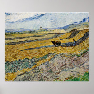 Van Gogh - Enclosed Field With Ploughman Poster