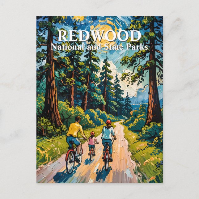 Van Gogh Family Bike Ride Redwood National Park Postcard (Front)