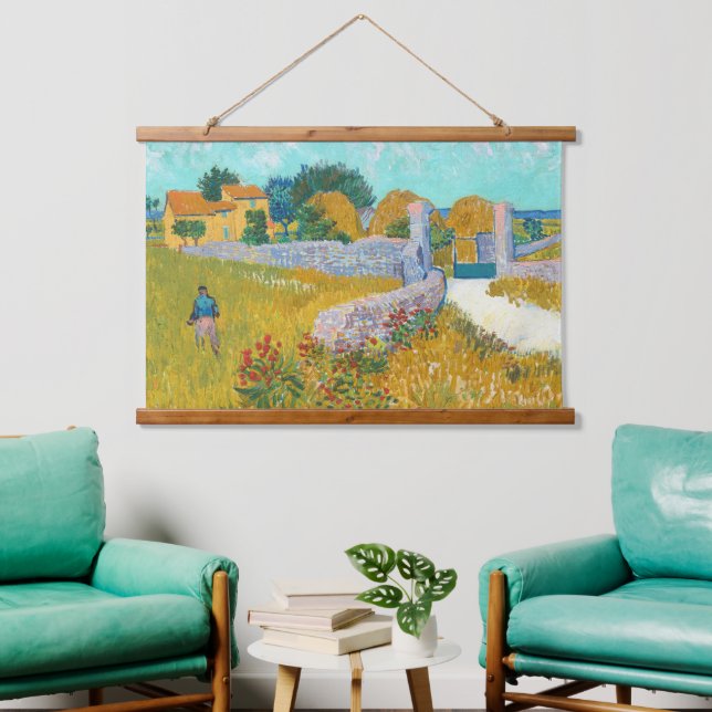 Van Gogh Farmhouse In Provence Old Art Wood Wall Hanging Tapestry (Living Room)