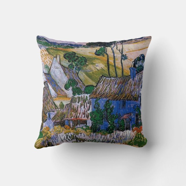 Van Gogh - Farms near Auvers Cushion (Back)