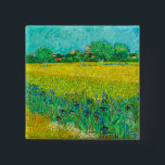 Van Gogh Field with Irises Near Arles 15 Cm Square Badge<br><div class="desc">Button featuring Vincent van Gogh’s oil painting Field with Irises Near Arles (1888). Beautiful blue irises decorate the golden fields in Arles,  France. A marvellous gift for lovers of Post-Impressionism and Dutch art collectors!</div>