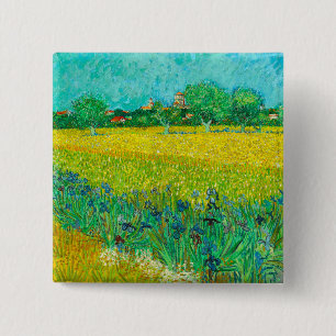 Van Gogh Field with Irises Near Arles 15 Cm Square Badge
