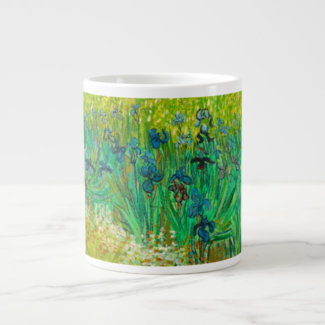 Van Gogh Field with Irises Near Arles Large Coffee Mug (Front)