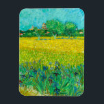 Van Gogh Field with Irises Near Arles Magnet<br><div class="desc">Magnet featuring Vincent van Gogh’s oil painting Field with Irises Near Arles (1888). Beautiful blue irises decorate the golden fields in Arles,  France. A marvellous gift for lovers of Post-Impressionism and Dutch art collectors!</div>
