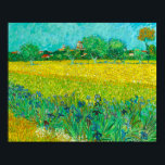Van Gogh Field with Irises Near Arles Poster<br><div class="desc">Poster featuring Vincent van Gogh’s oil painting Field with Irises Near Arles (1888). Beautiful blue irises decorate the golden fields in Arles,  France. A marvellous gift for lovers of Post-Impressionism and Dutch art collectors!</div>