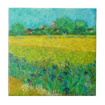Van Gogh Field with Irises Near Arles Tile<br><div class="desc">Ceramic Tile featuring Vincent van Gogh’s oil painting Field with Irises Near Arles (1888). Beautiful blue irises decorate the golden fields in Arles,  France. A marvellous gift for lovers of Post-Impressionism and Dutch art collectors!</div>