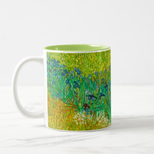 Van Gogh Field with Irises Near Arles Two-Tone Coffee Mug (Left)