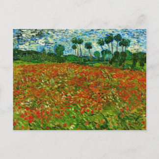 Van Gogh Field with Poppies (F636) Fine Art Postcard