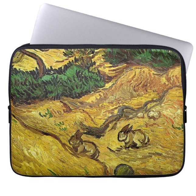 Van Gogh - Field with Two Rabbits Laptop Sleeve (Front)