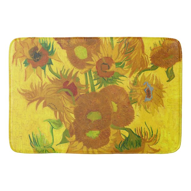 Van Gogh Fifteen Sunflowers In A Vase Fine Art Bath Mat (Front)